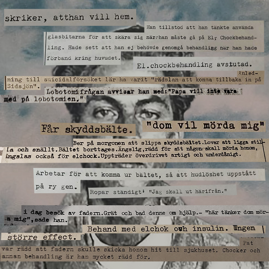 bild på ett ansikte med texter över