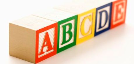 Box med ABC bokstaver i